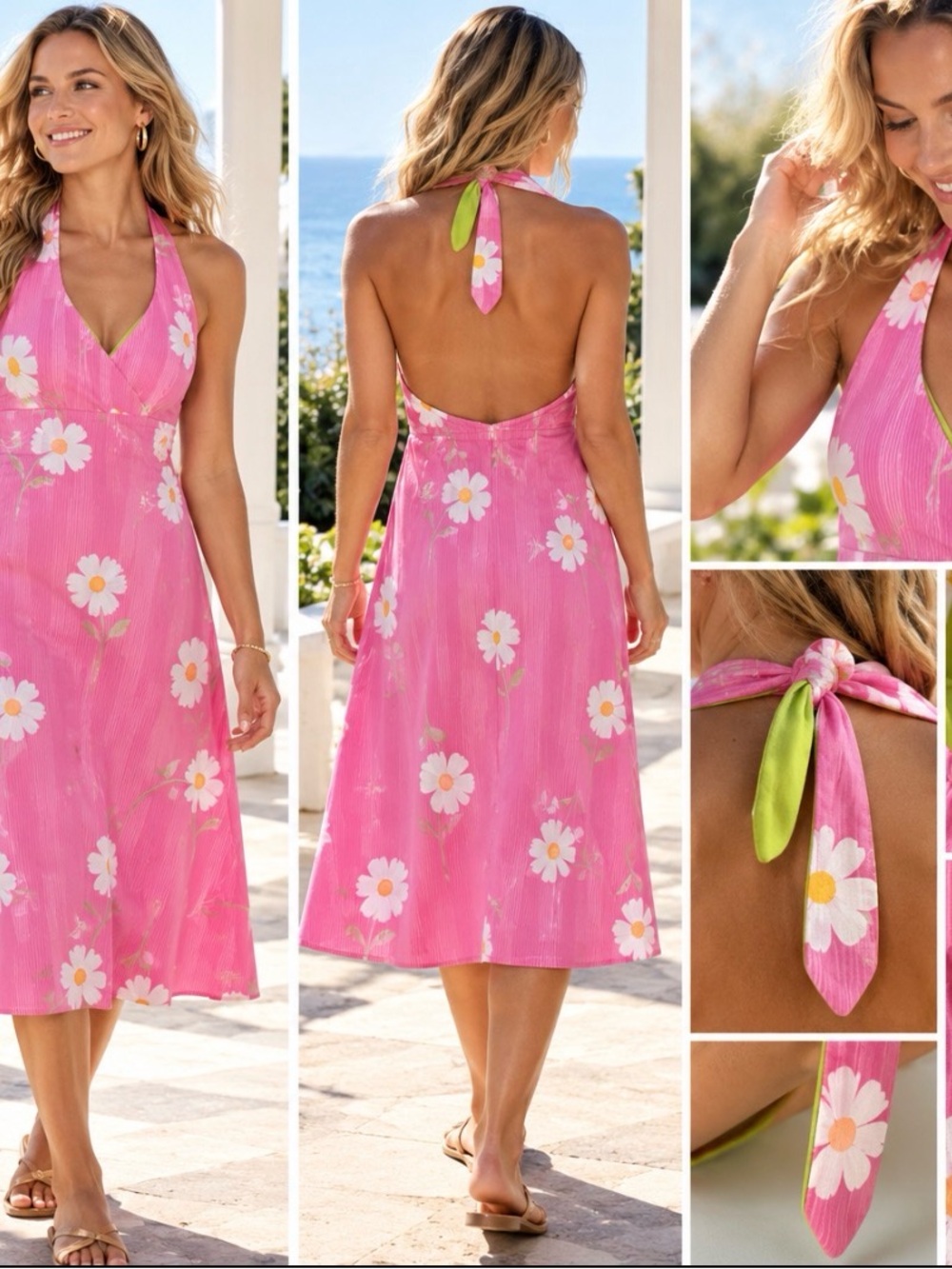Lilly Pulitzer Pink Daisy Halter Dress